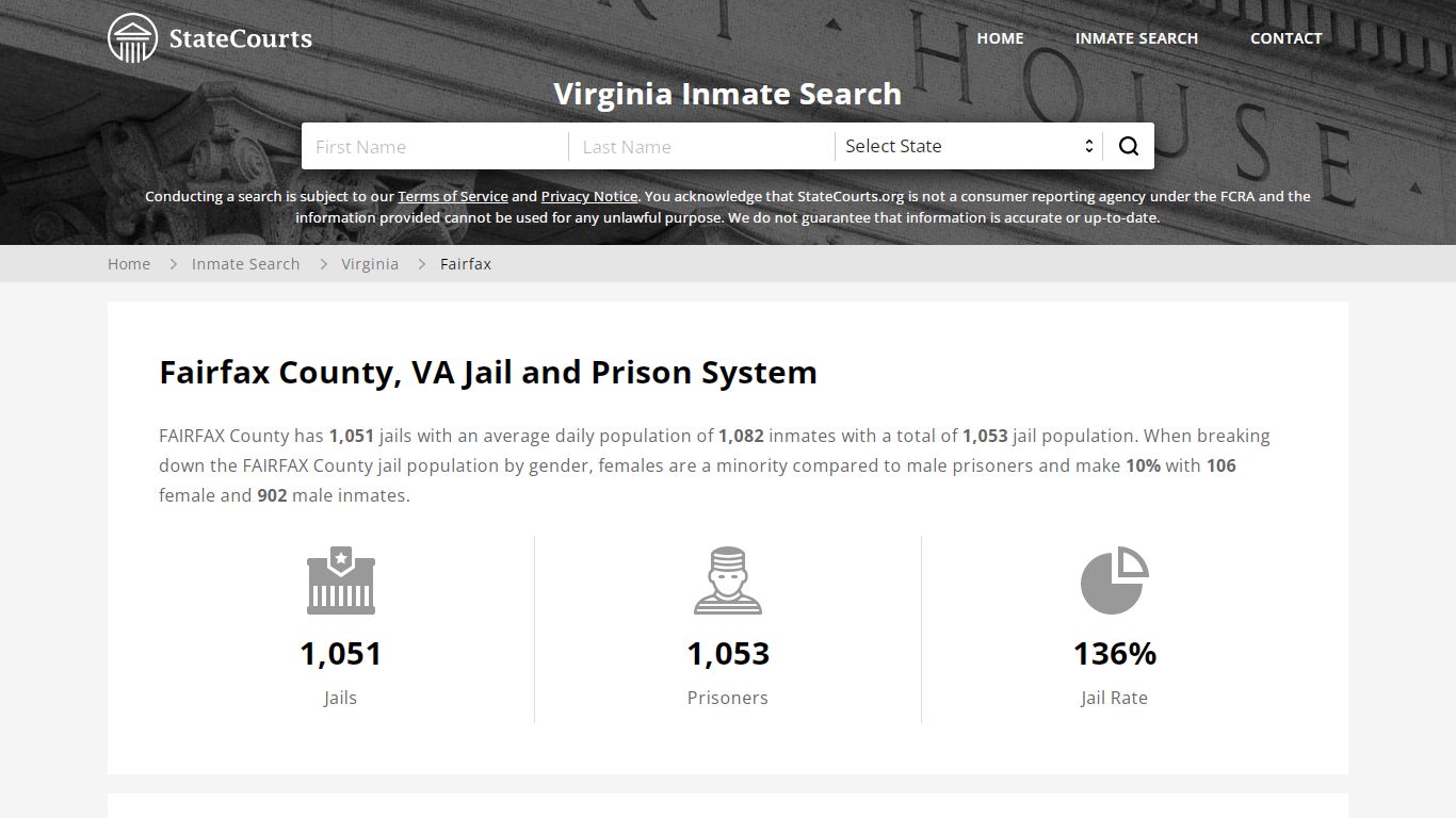 Fairfax County, VA Inmate Search - StateCourts